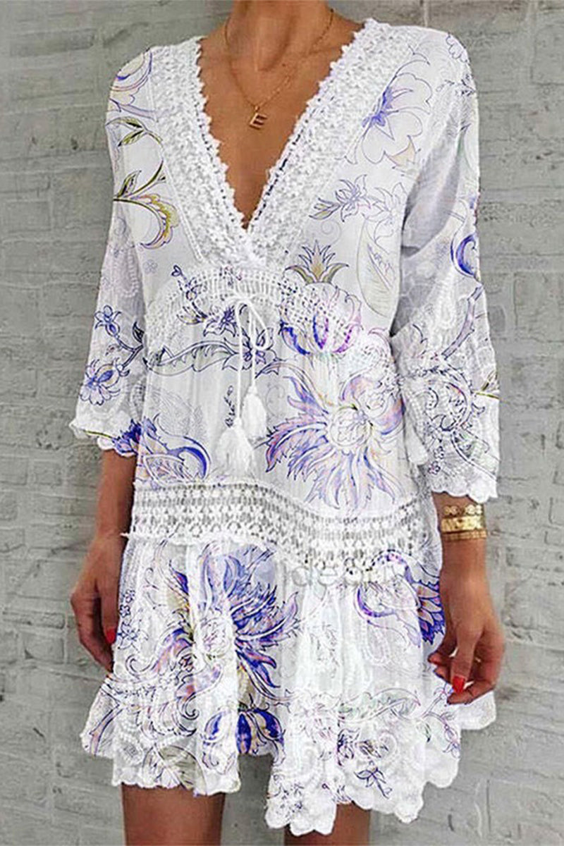 Nova | Boho Dress with Deep V-Neck - Elle & Milo