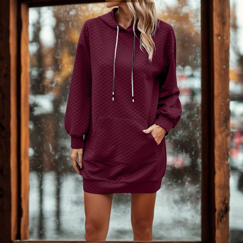 Nova | Hooded Mini Dress Quilted Diamond - Elle & Milo