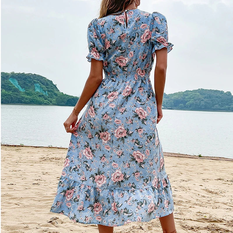 Astra Floral Print Midi | Midi Dress - Elle & Milo