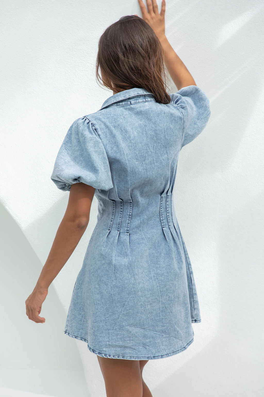 Nova | Denim Mini Dress Button Down - Elle & Milo