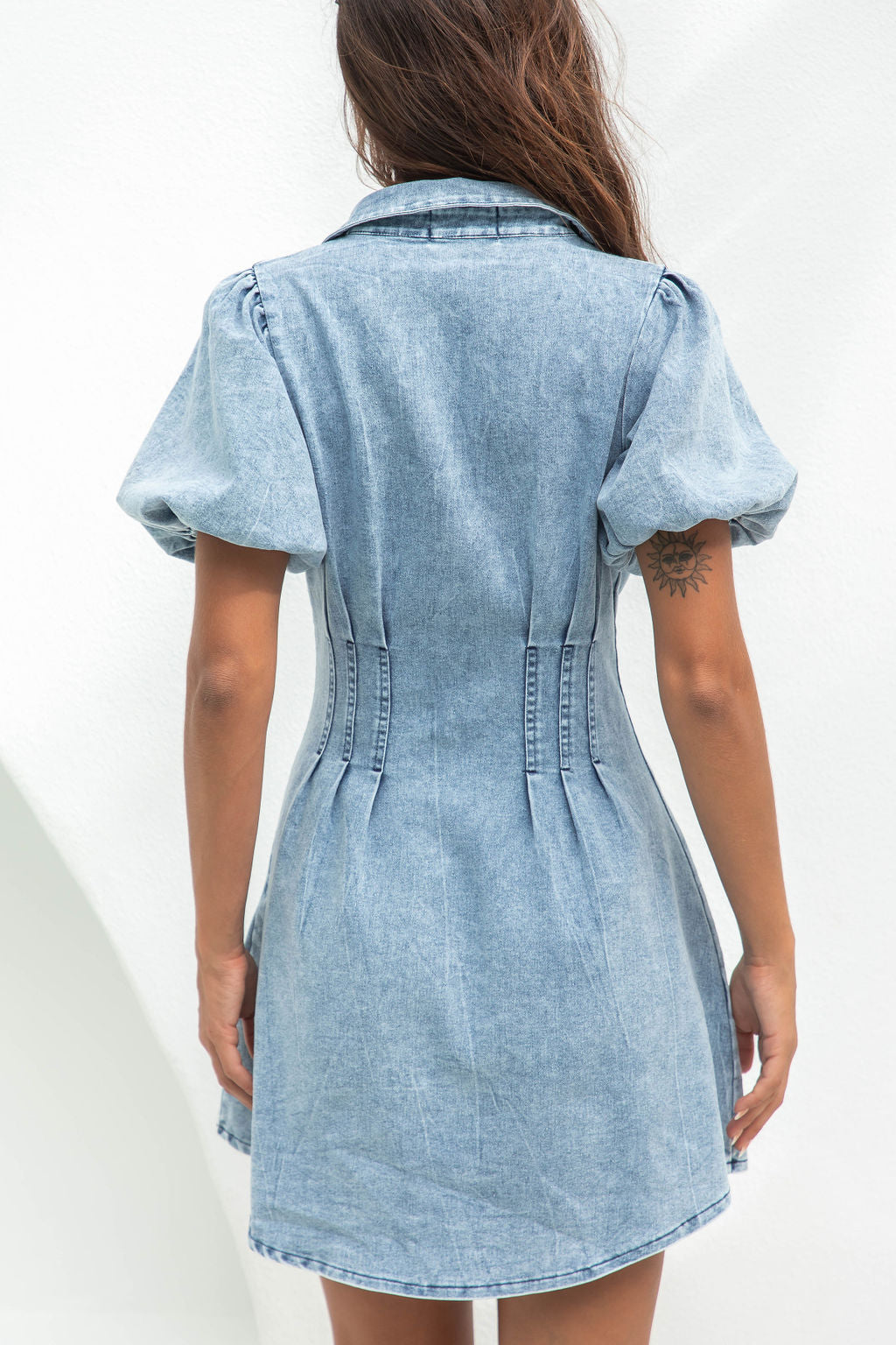 Nova | Denim Mini Dress Button Down - Elle & Milo