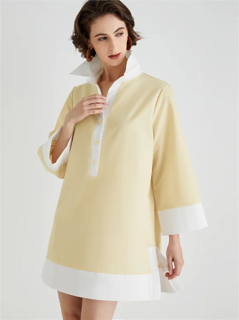 Nyx | Tunic Dress High Collar 3/4 Sleeve - Elle & Milo