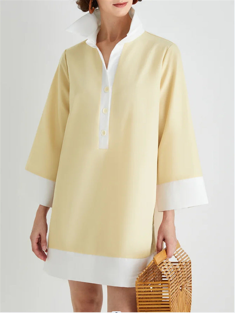 Nyx | Tunic Dress High Collar 3/4 Sleeve - Elle & Milo