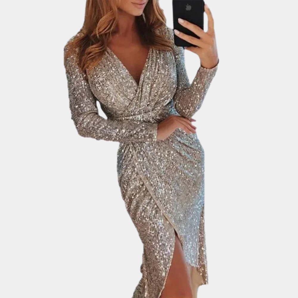 Elara | Sequin Dress With Wrap Style - Elle & Milo