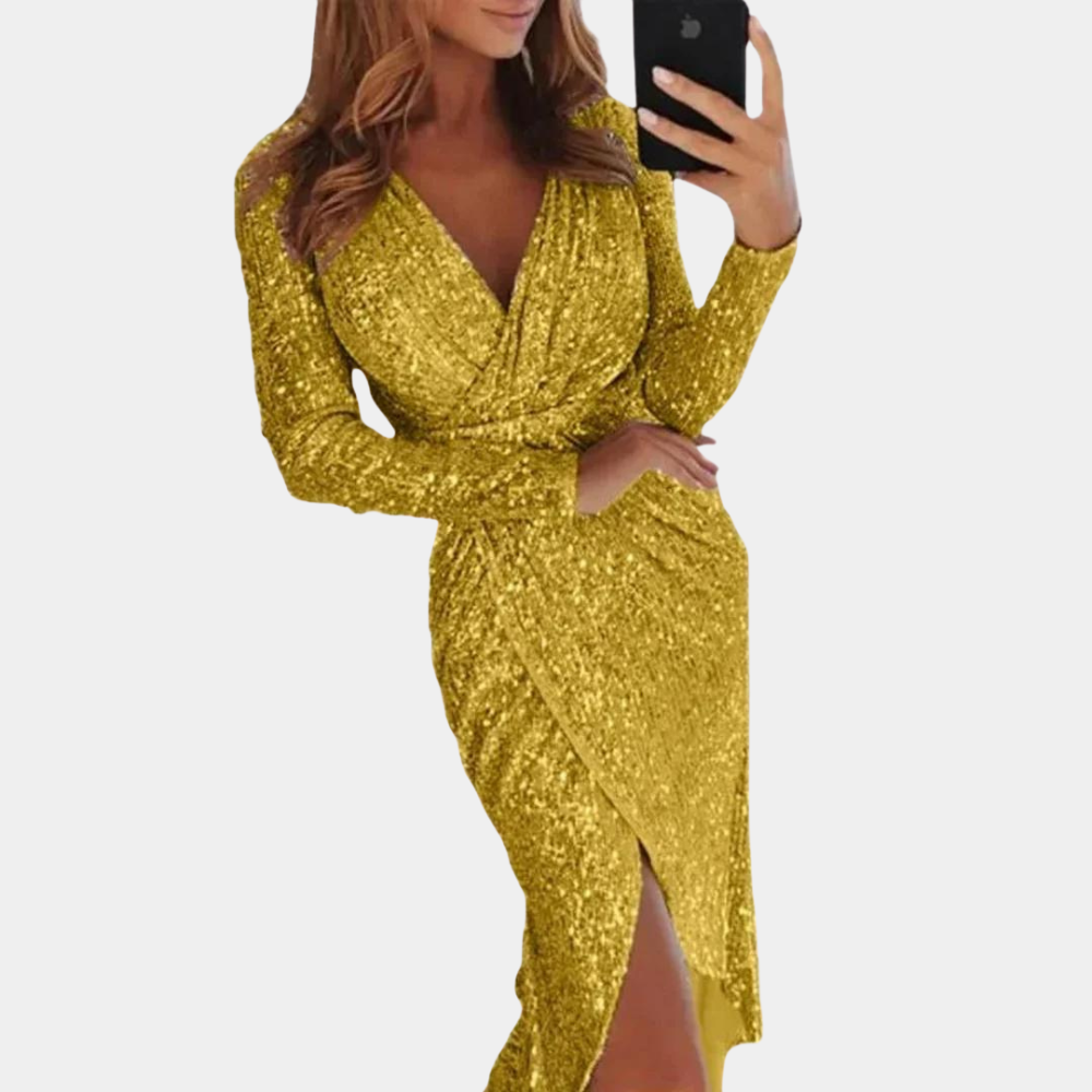 Elara | Sequin Dress With Wrap Style - Elle & Milo
