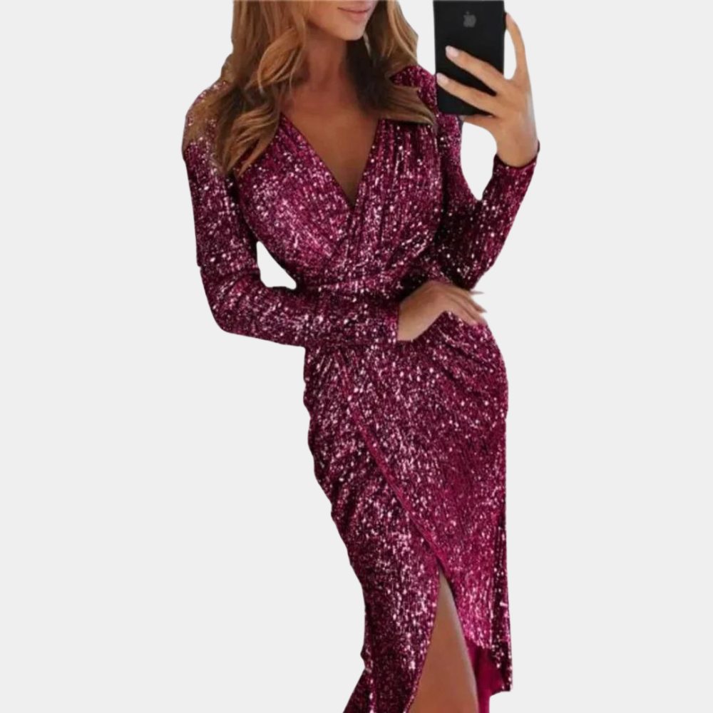 Elara | Sequin Dress With Wrap Style - Elle & Milo