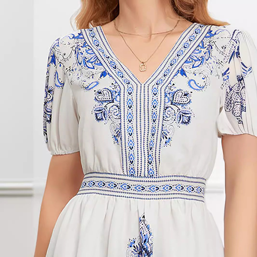 Clara | Printed Cotton Mini Dress - Elle & Milo