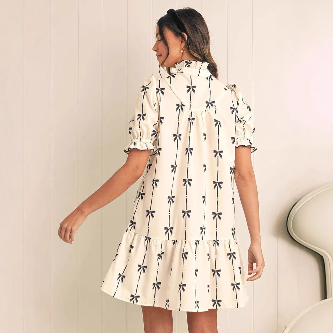 Elara Cotton Bow Daydream | A-Line Dress - Elle & Milo