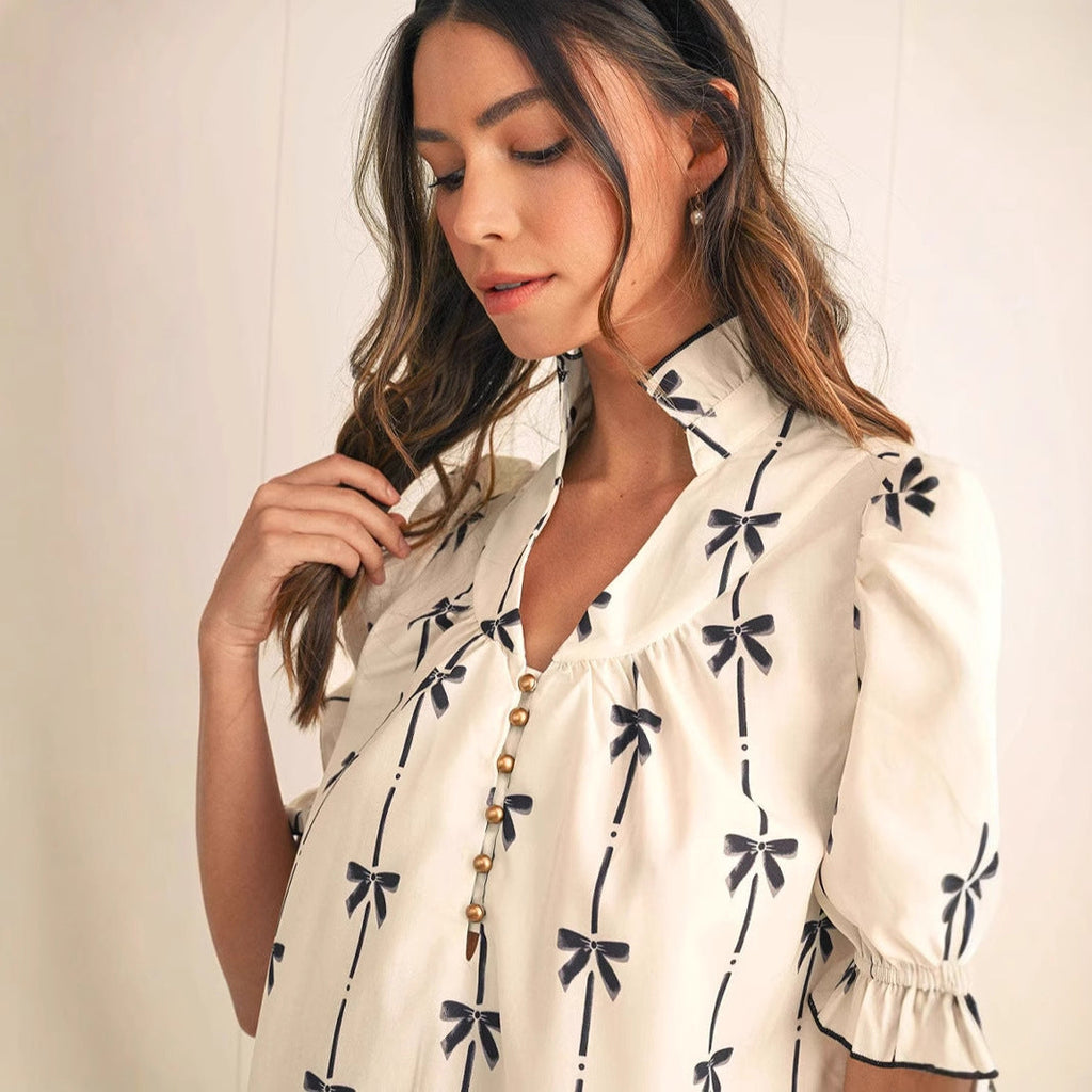 Elara Cotton Bow Daydream | A-Line Dress - Elle & Milo