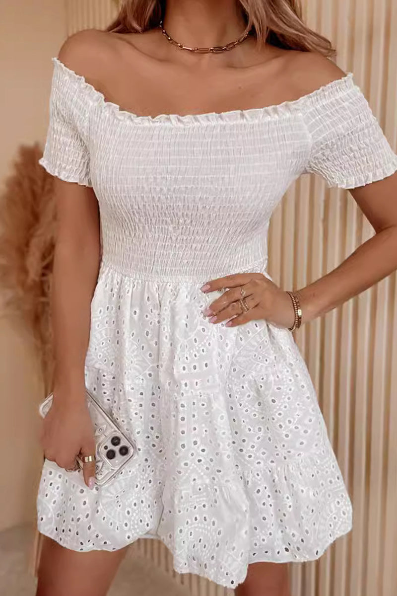 Luma | Off-Shoulder Dress Smocked Bodice - Elle & Milo