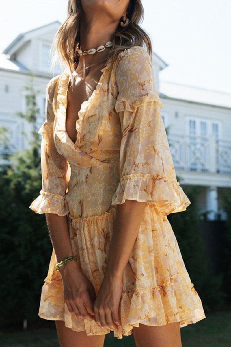Lyra | V-Neck Dress Floral Print - Elle & Milo