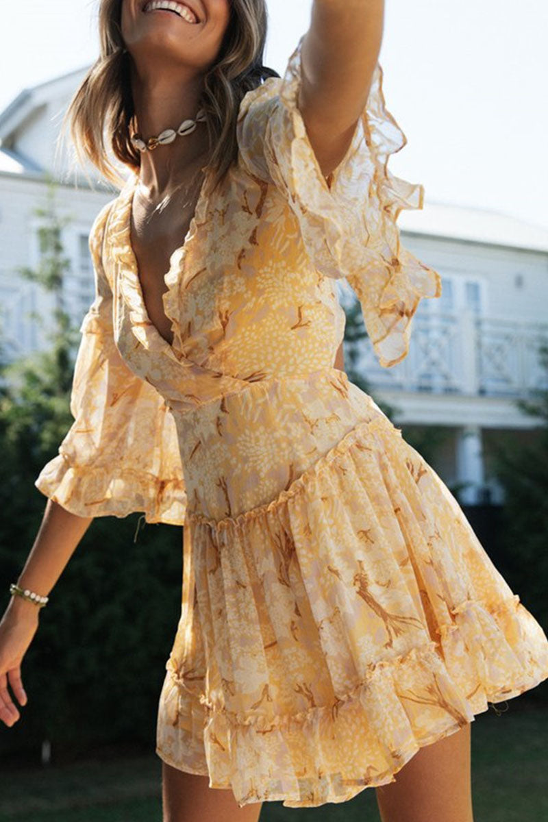 Lyra | V-Neck Dress Floral Print - Elle & Milo