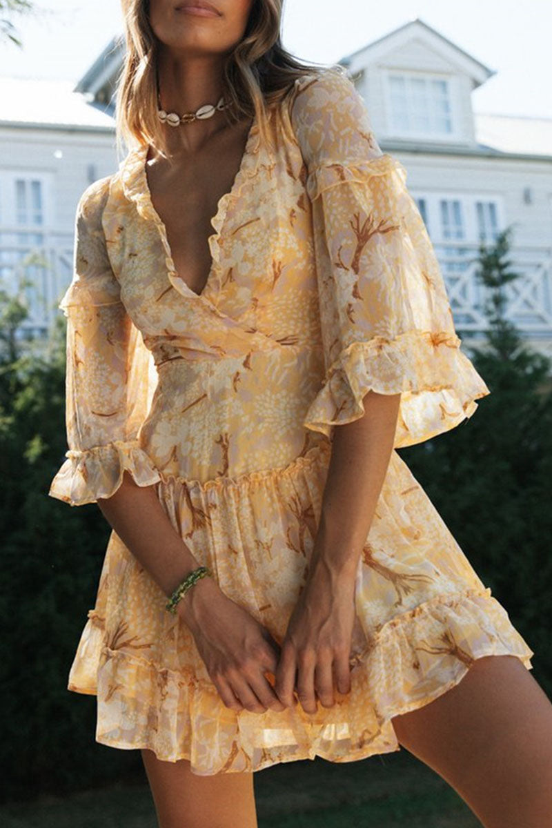 Lyra | V-Neck Dress Floral Print - Elle & Milo