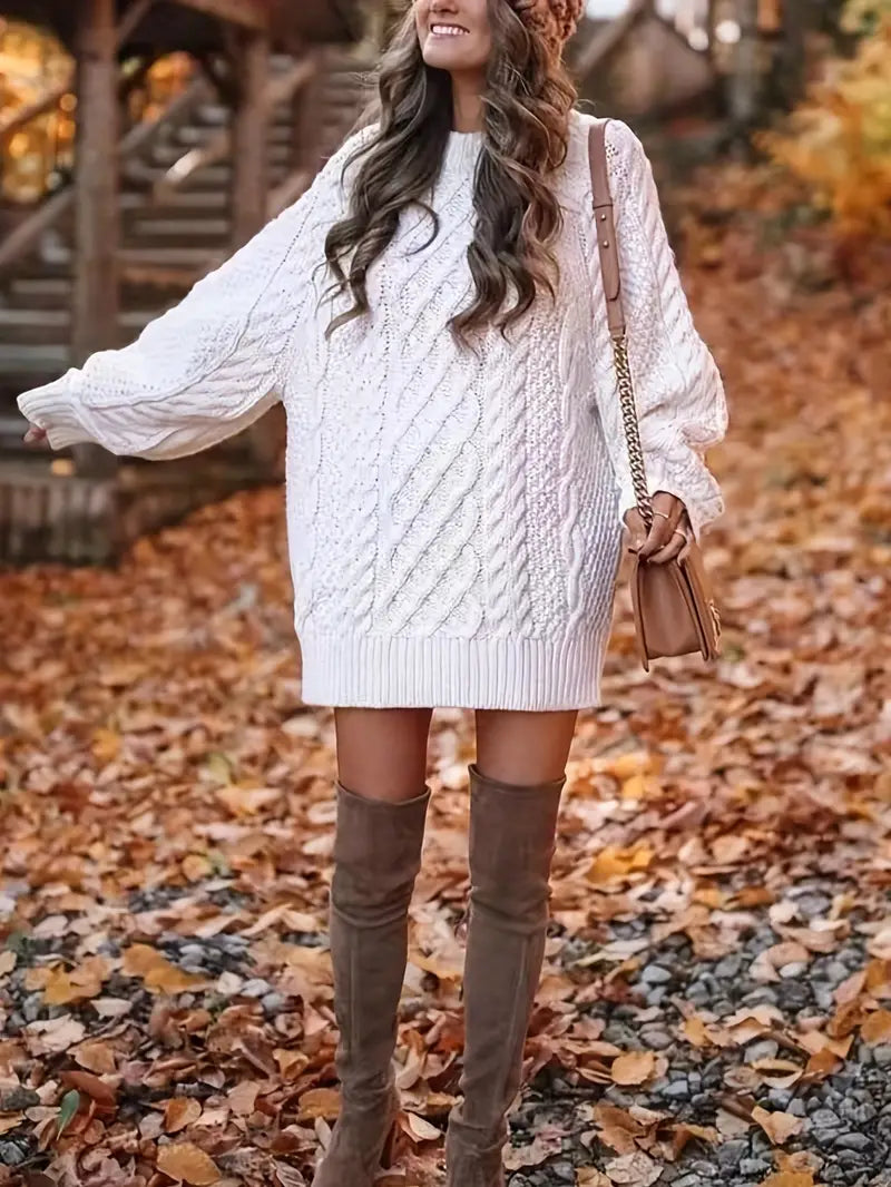 Nova | Cable Braided Sweater Dress - Elle & Milo