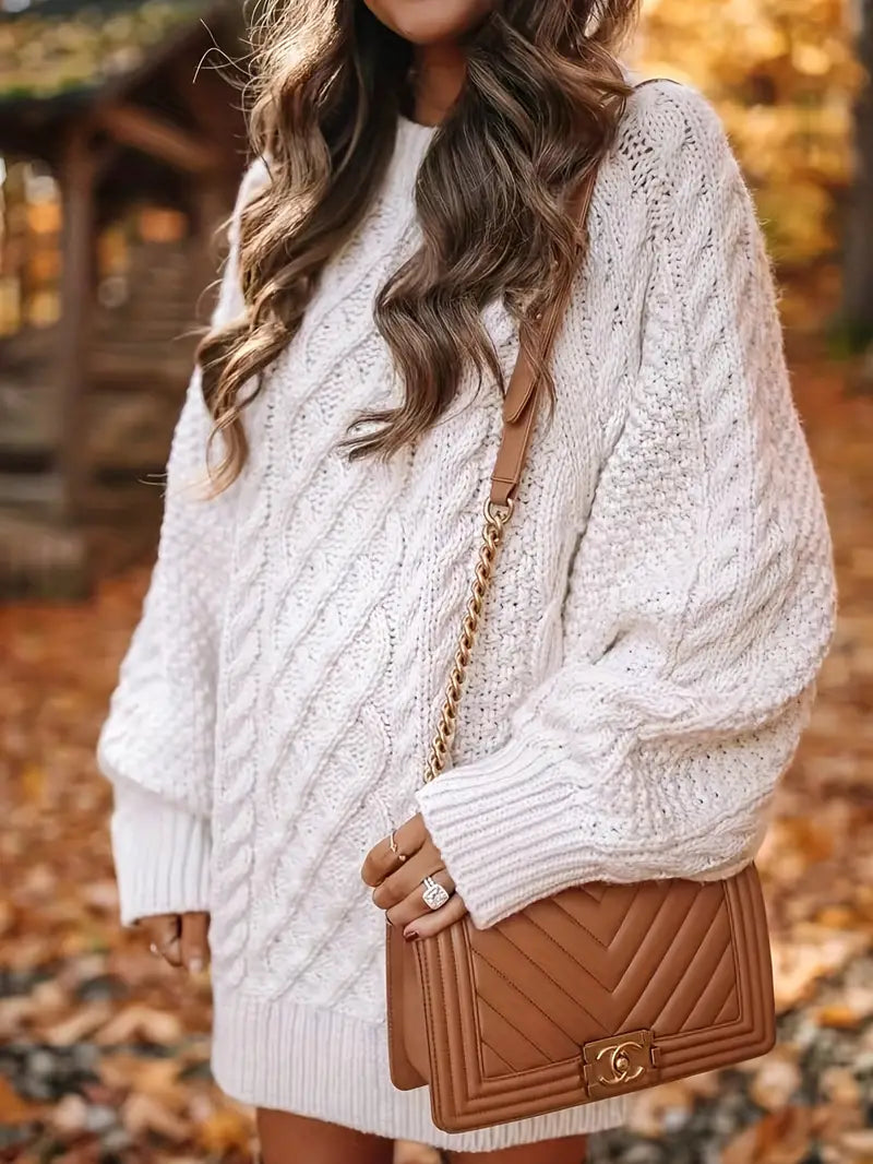 Nova | Cable Braided Sweater Dress - Elle & Milo
