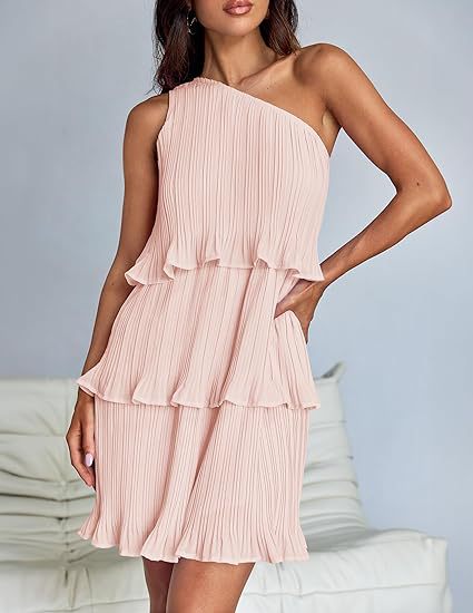 Nova | Pleated One-Shoulder Dress - Elle & Milo