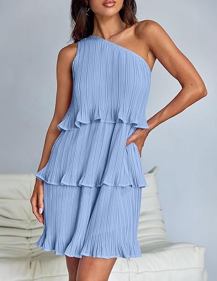 Nova | Pleated One-Shoulder Dress - Elle & Milo