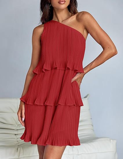 Nova | Pleated One-Shoulder Dress - Elle & Milo