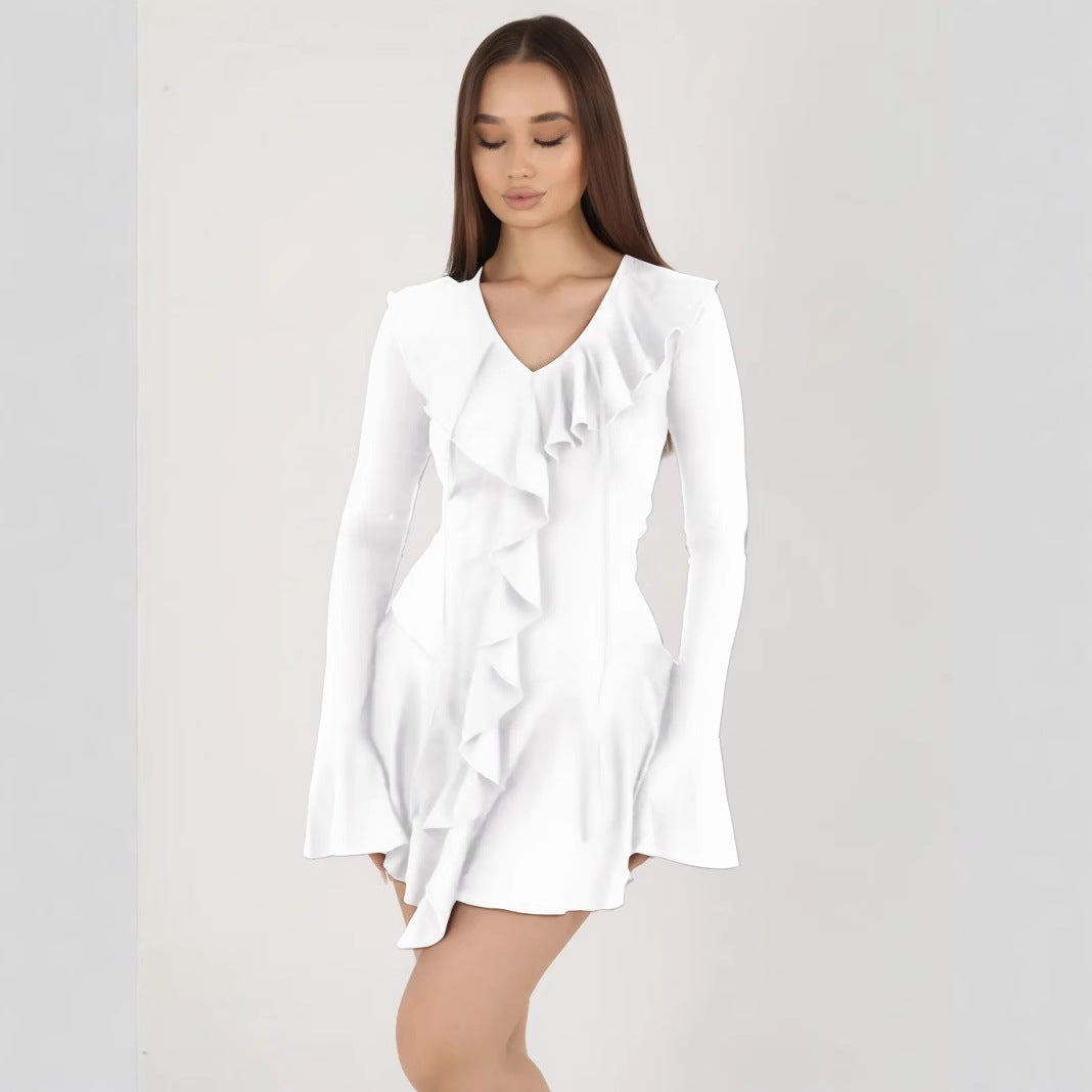 Nova | Slim Fit V-Neck Mini Dress - Elle & Milo