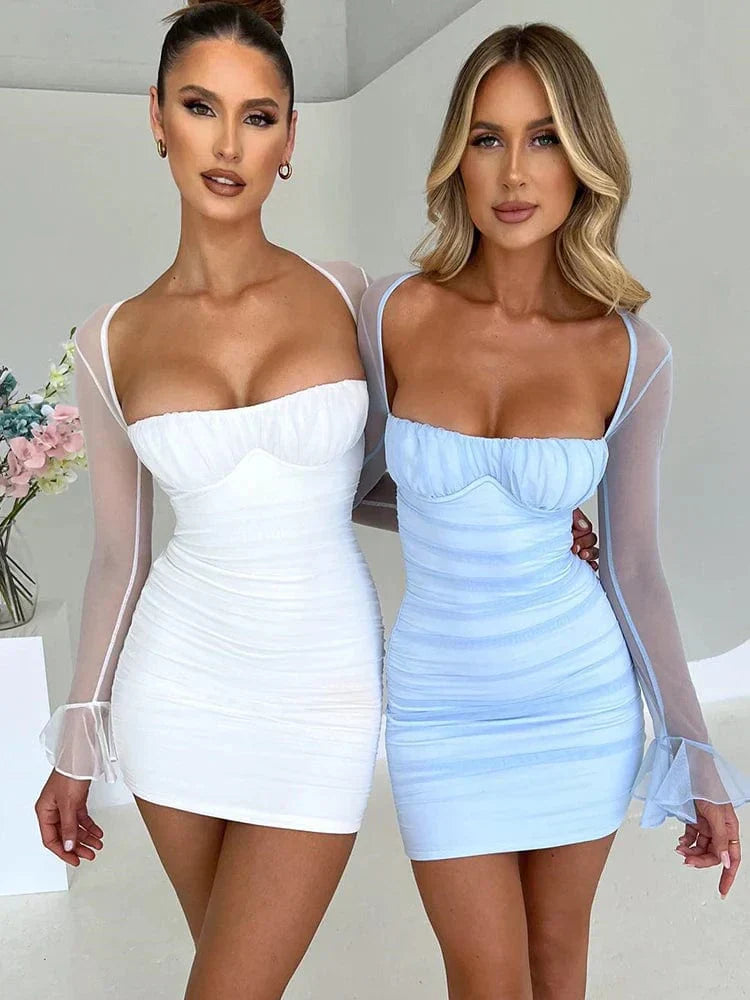 Astraeon | Bodycon Mini Dress with Ruched - Elle & Milo