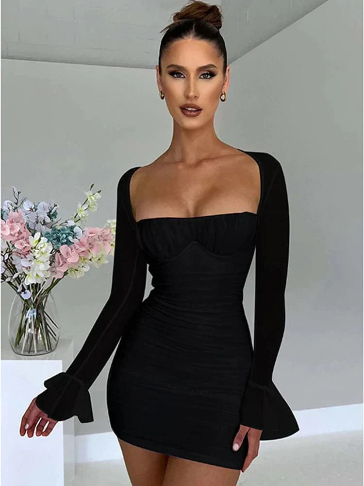 Astraeon | Bodycon Mini Dress with Ruched - Elle & Milo