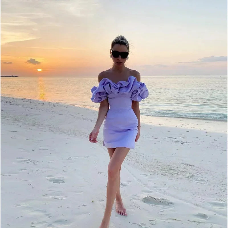 Nova | Satin Mini Dress Off-Shoulder - Elle & Milo