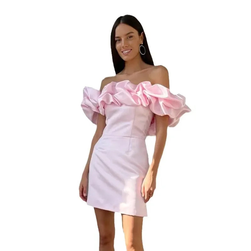 Nova | Satin Mini Dress Off-Shoulder - Elle & Milo