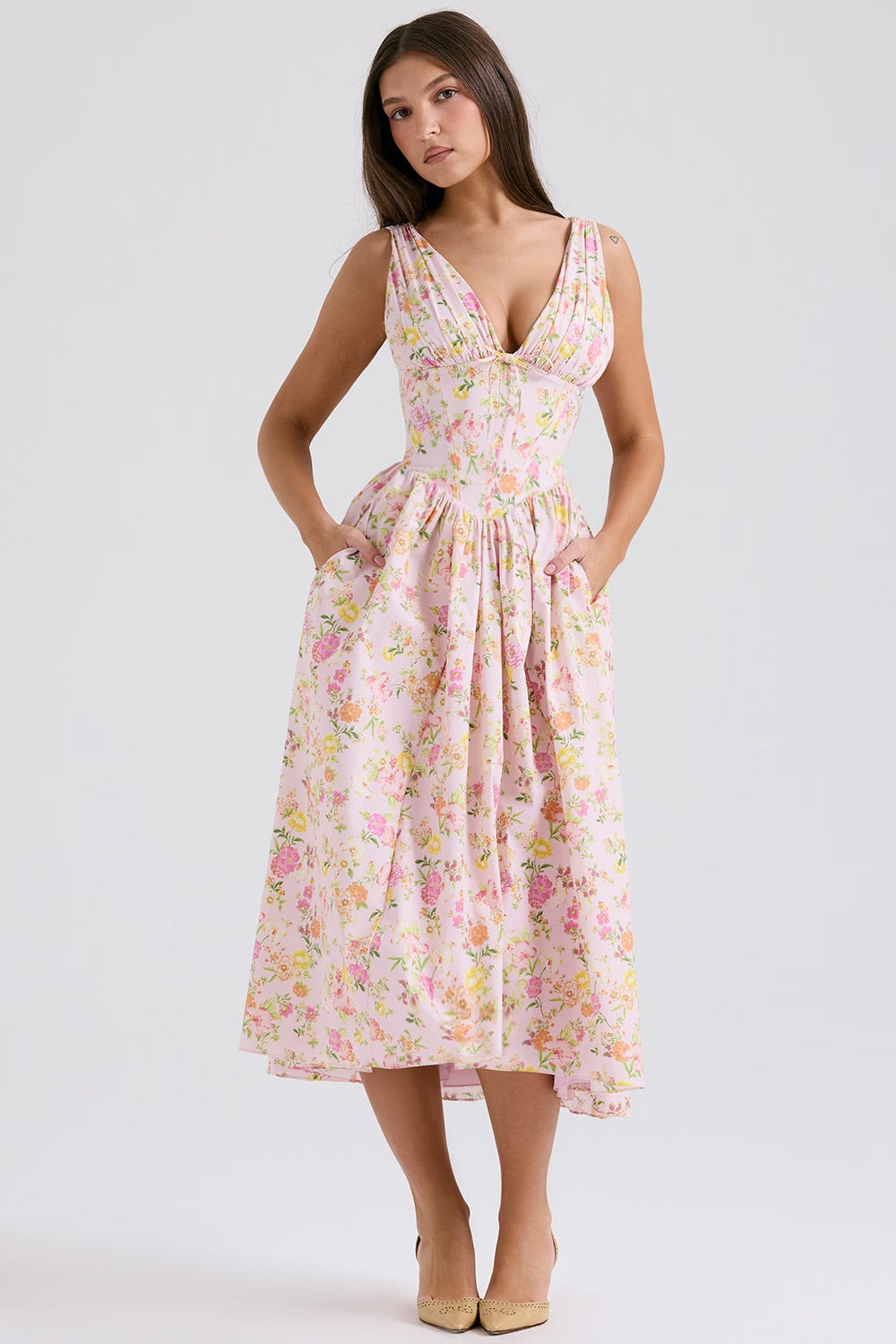 Nova | Evening Dress Sleeveless V-Neck - Elle & Milo