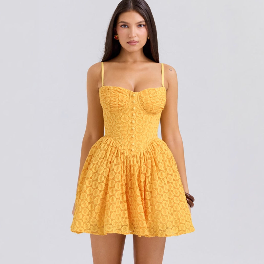 Nova | Lace Jacquard Mini Dress - Elle & Milo