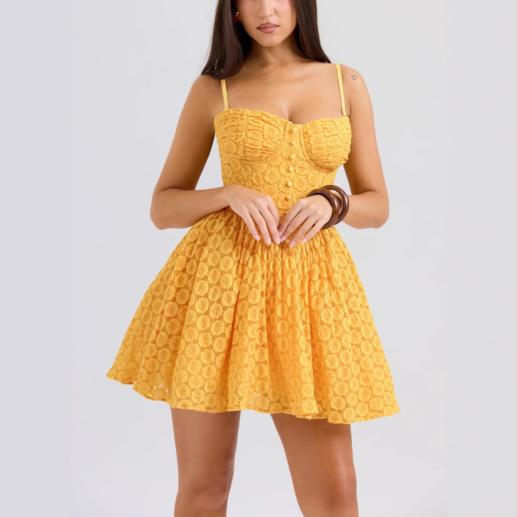 Nova | Lace Jacquard Mini Dress - Elle & Milo