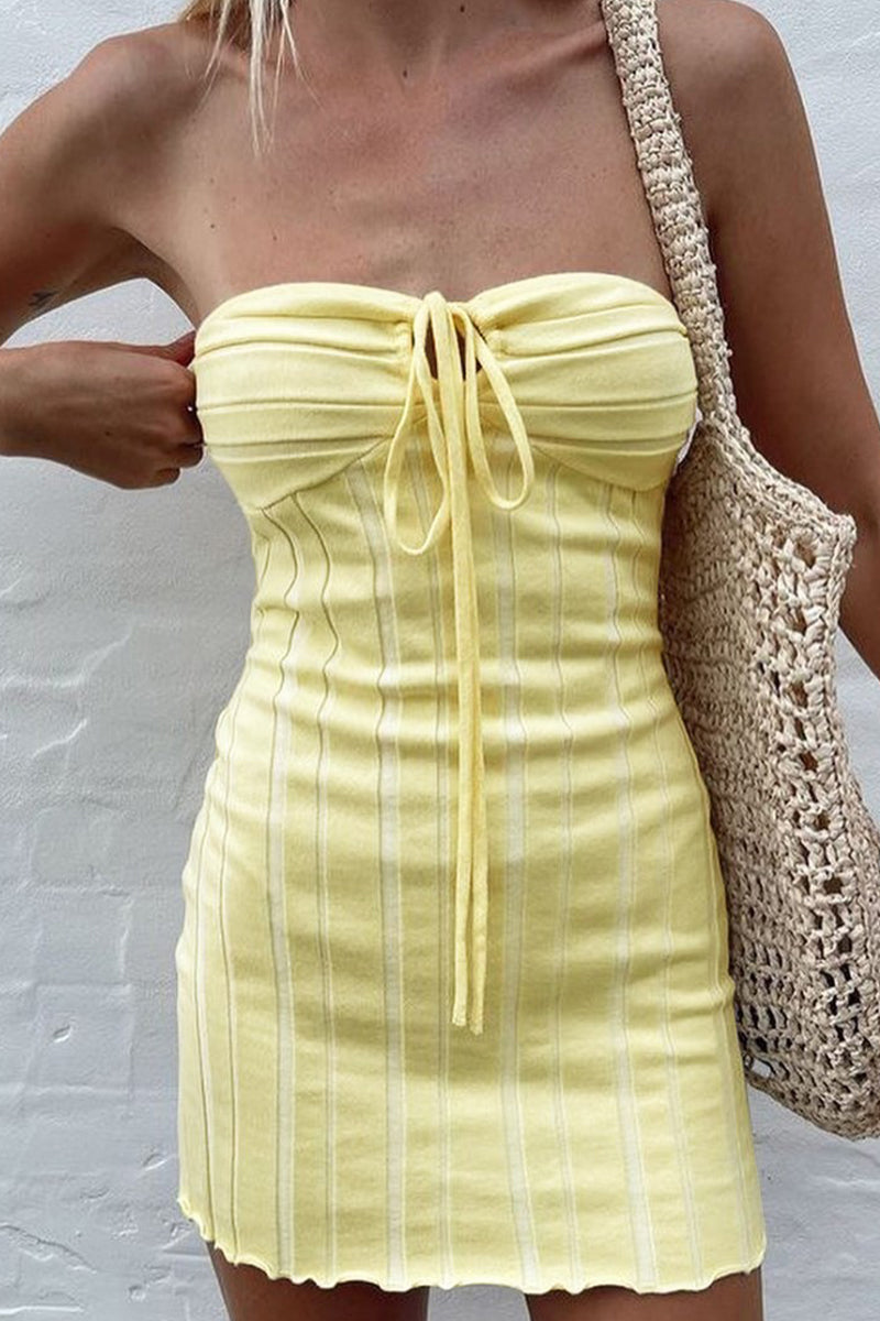 Nova | Strapless Ribbed Mini Dress - Elle & Milo