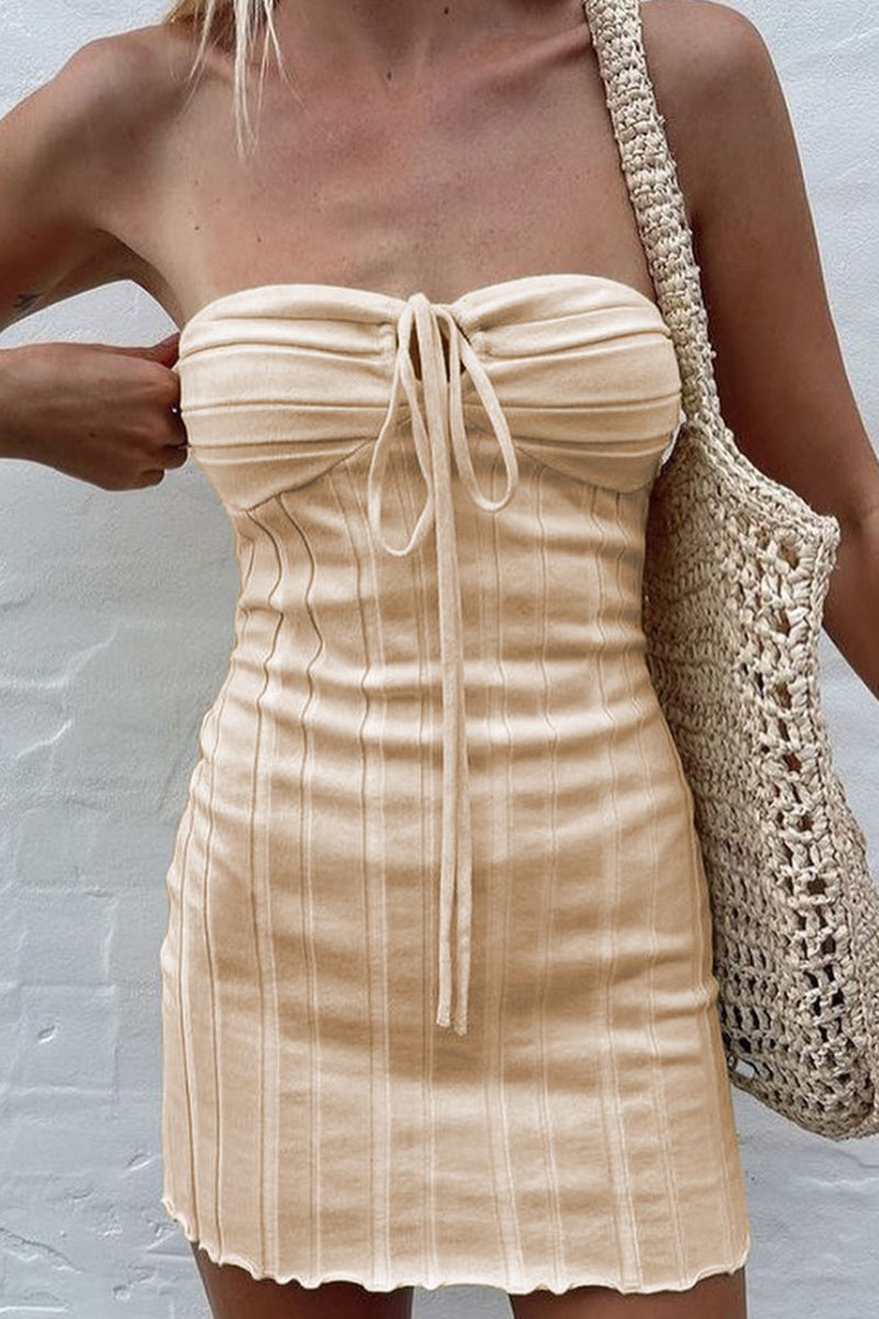 Nova | Strapless Ribbed Mini Dress - Elle & Milo