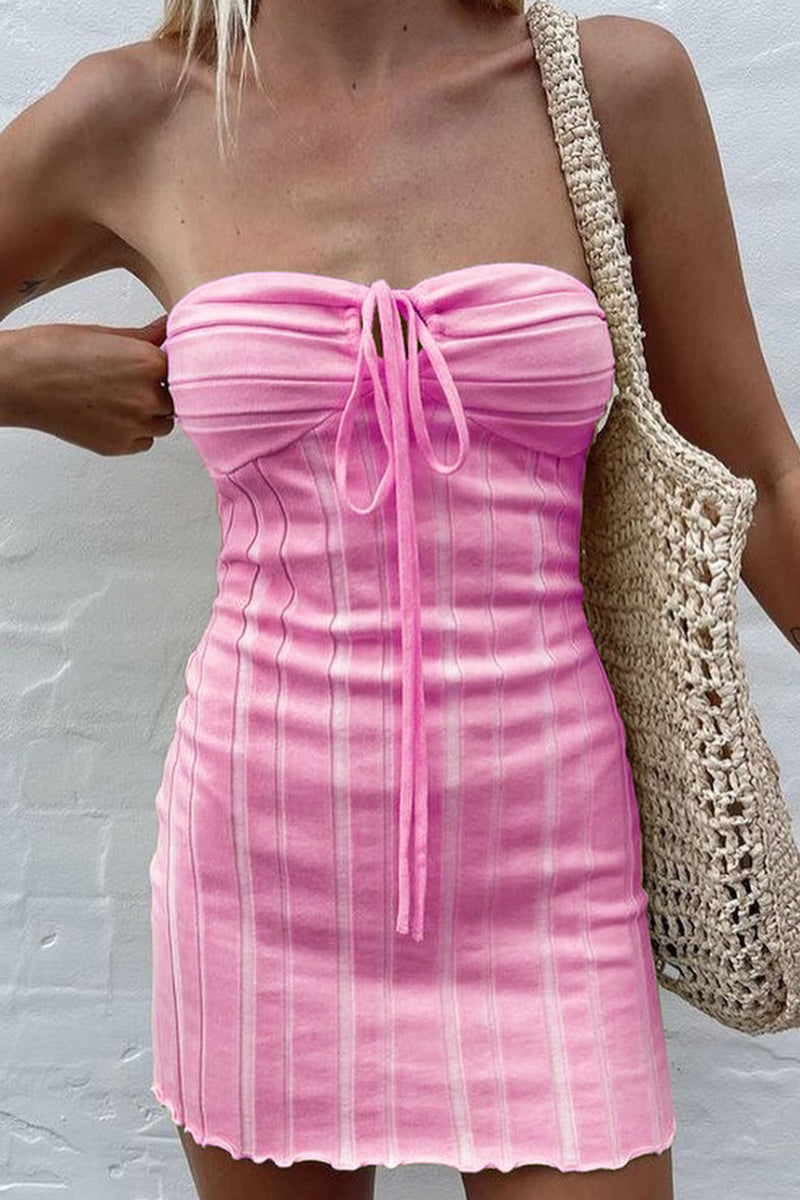 Nova | Strapless Ribbed Mini Dress - Elle & Milo