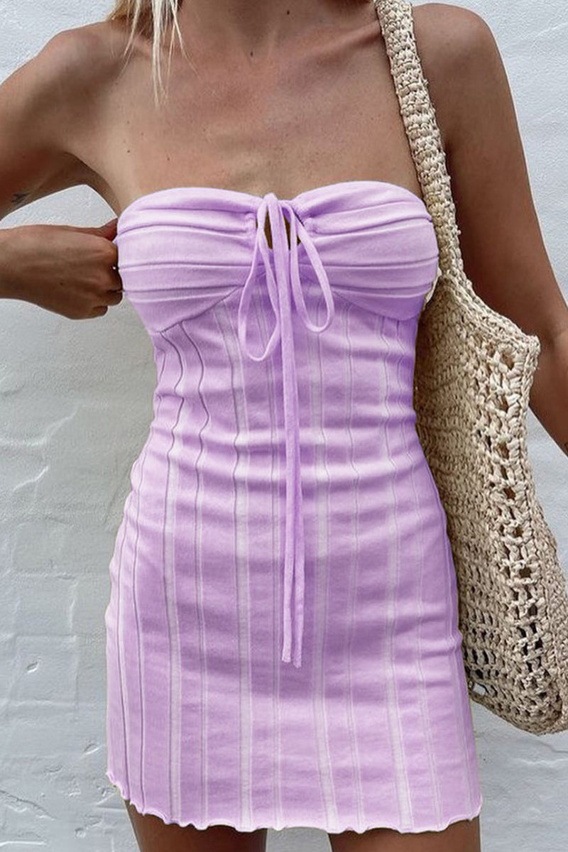 Nova | Strapless Ribbed Mini Dress - Elle & Milo
