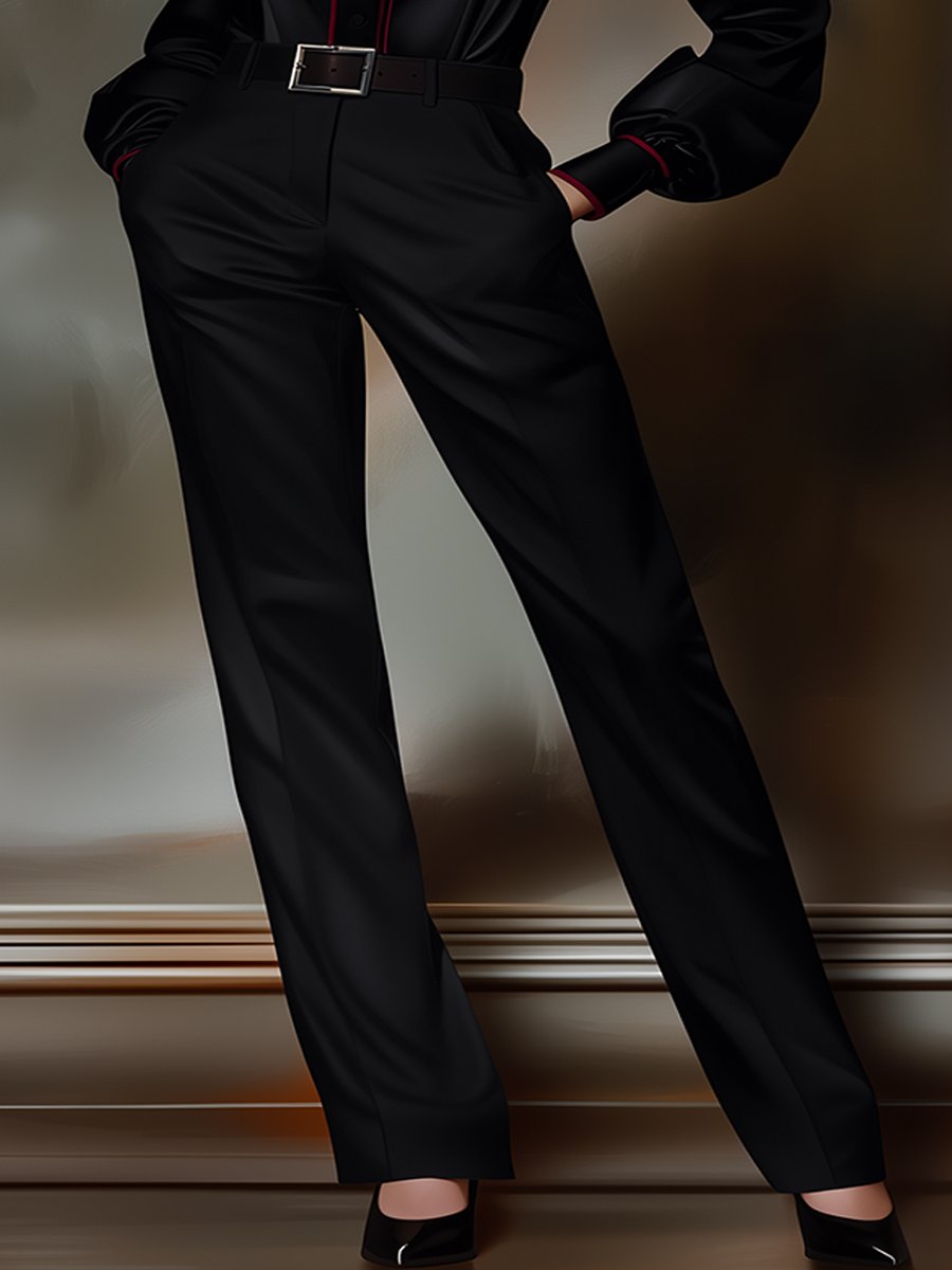 Isabelle | Classic Black Twill Pants - Elle & Milo