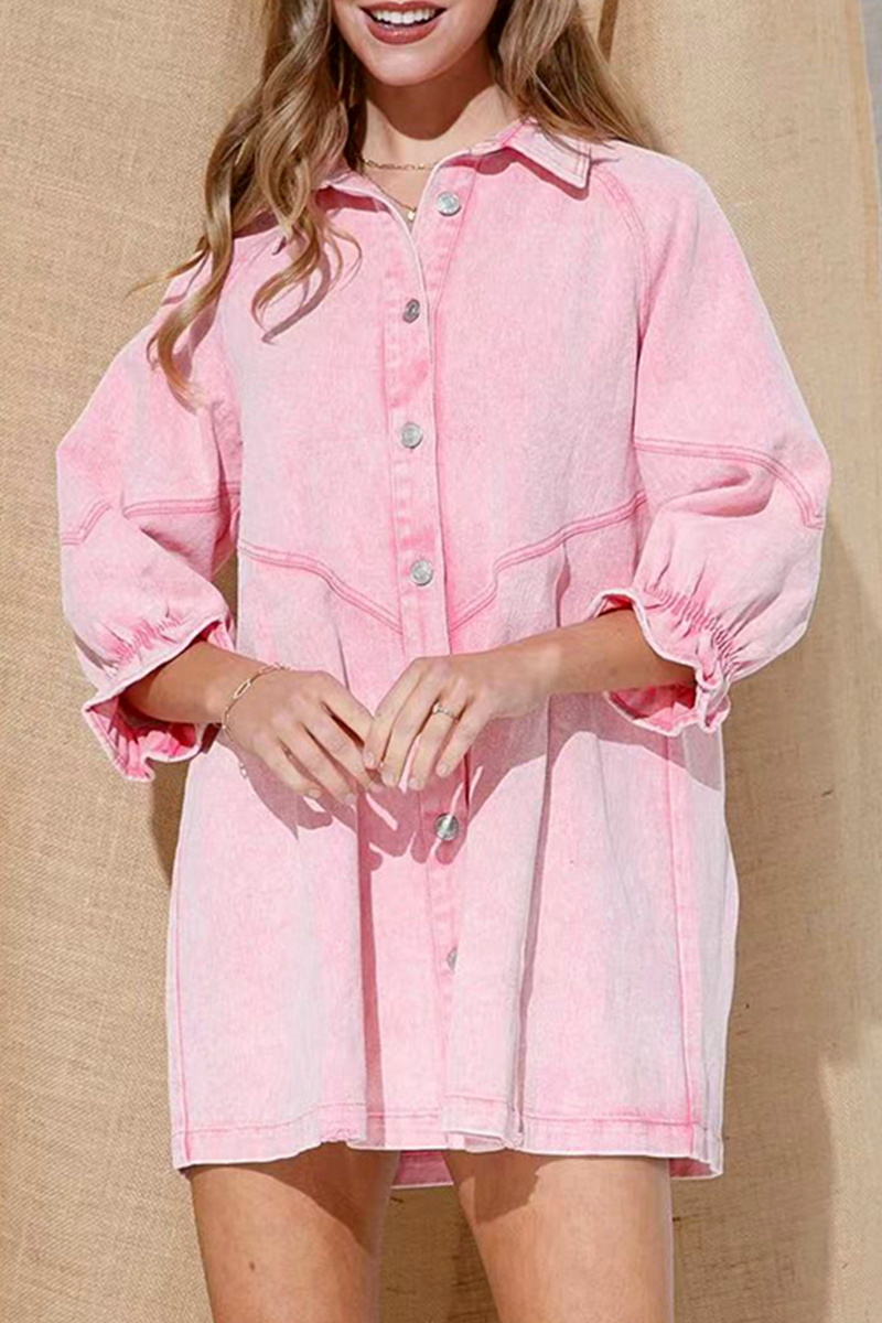 Nova | Denim Button Down Shirt Dress - Elle & Milo