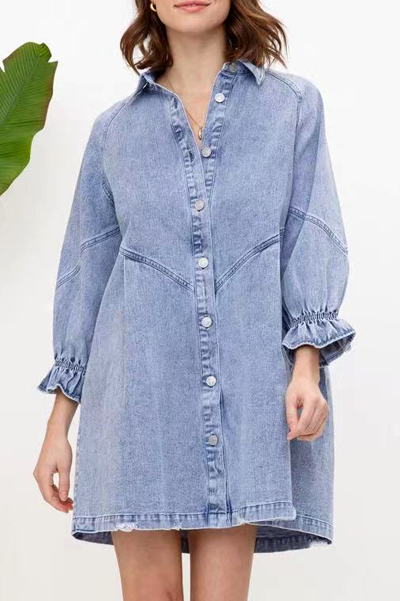 Nova | Denim Button Down Shirt Dress - Elle & Milo