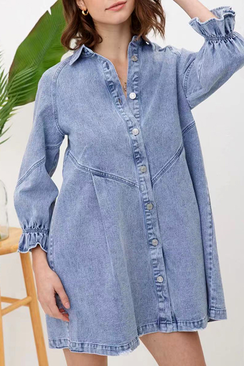 Nova | Denim Button Down Shirt Dress - Elle & Milo