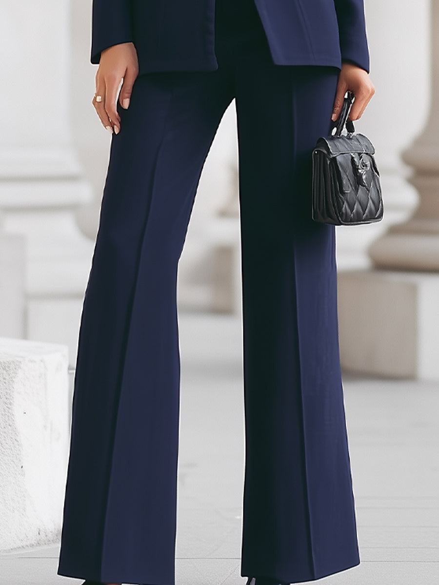 Luna | Navy Blazer Wide Leg Trousers Set - Elle & Milo