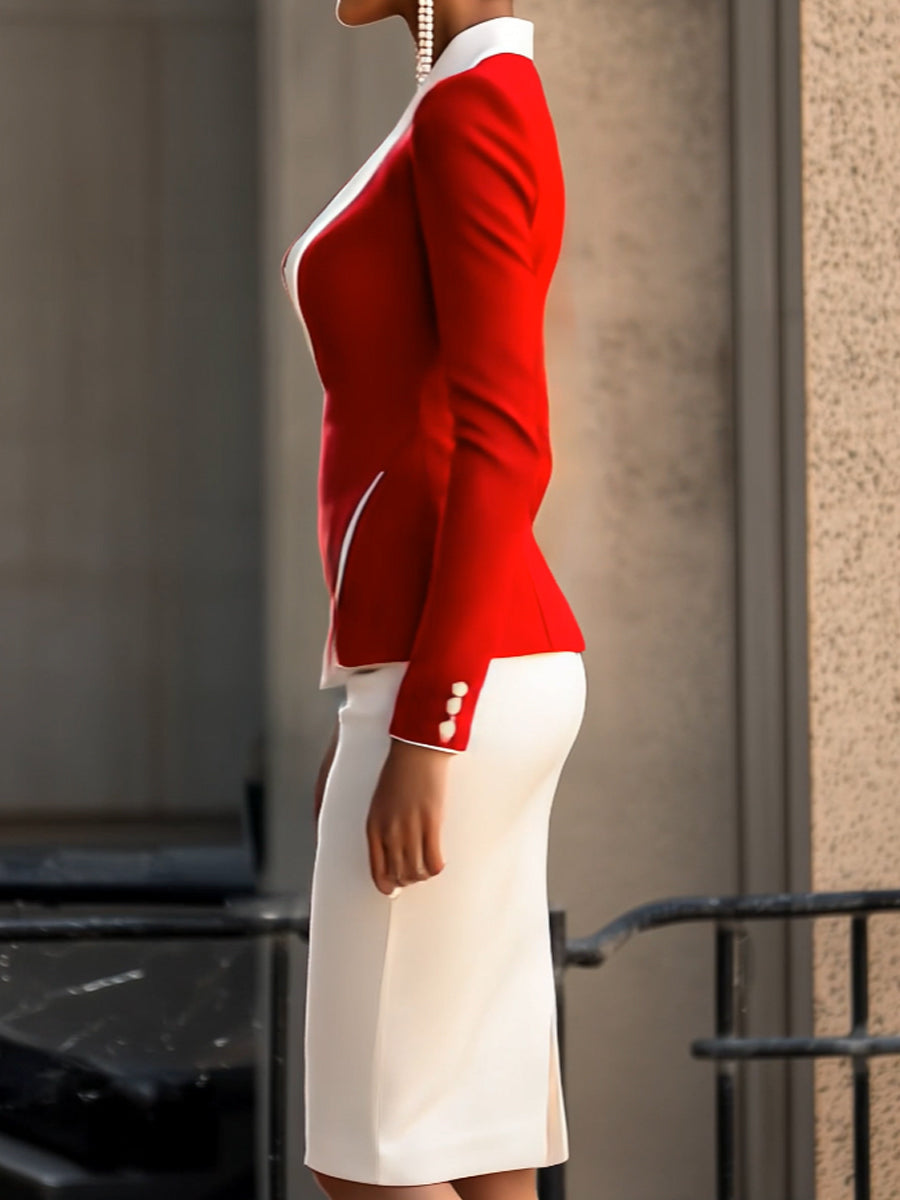Valentina | Asymmetrical Blazer Suit - Elle & Milo
