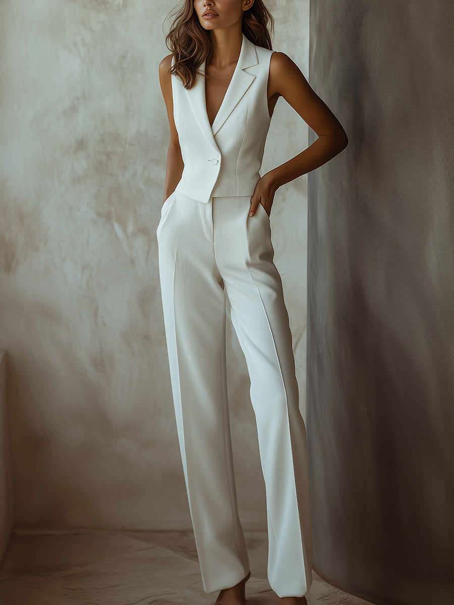 Isla | Sleeveless Blazer Suit Set - Elle & Milo