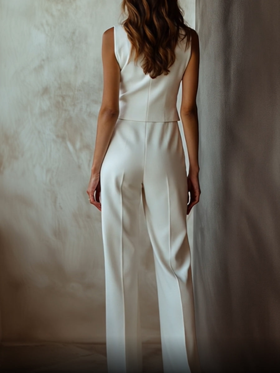 Isla | Sleeveless Blazer Suit Set - Elle & Milo
