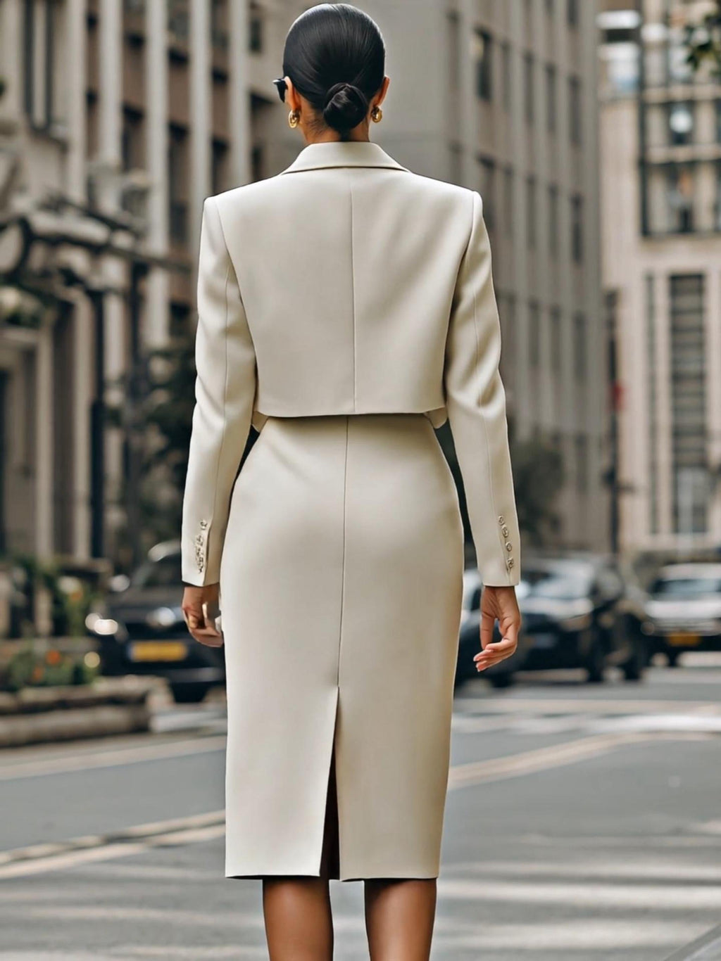 Vera | Cropped Blazer High Waist Set - Elle & Milo