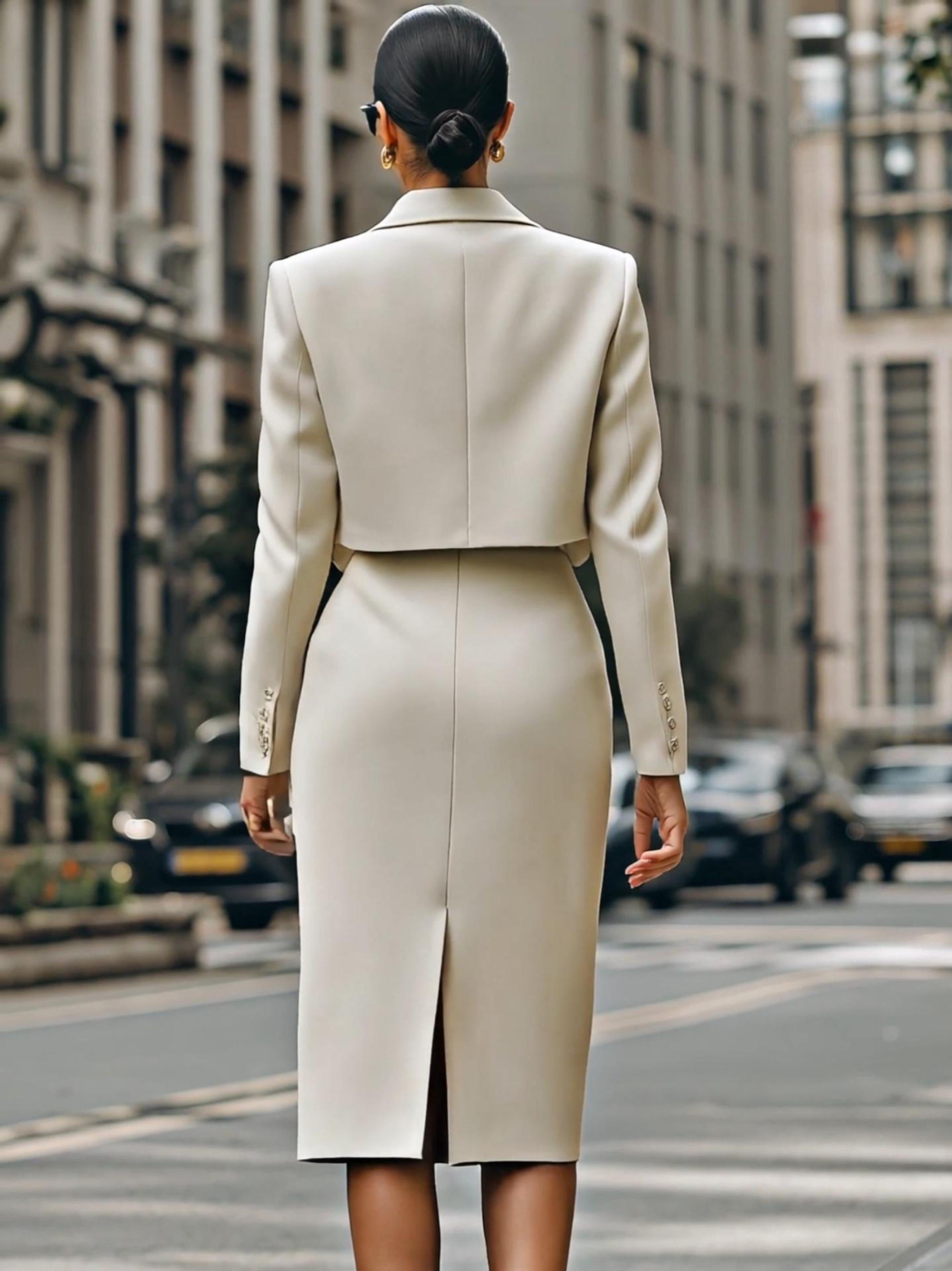 Vera | Cropped Blazer High Waist Set - Elle & Milo