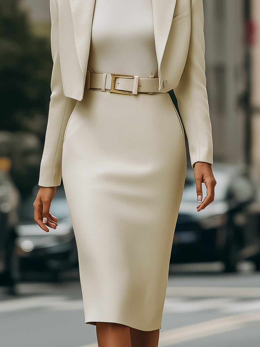 Vera | Cropped Blazer High Waist Set - Elle & Milo