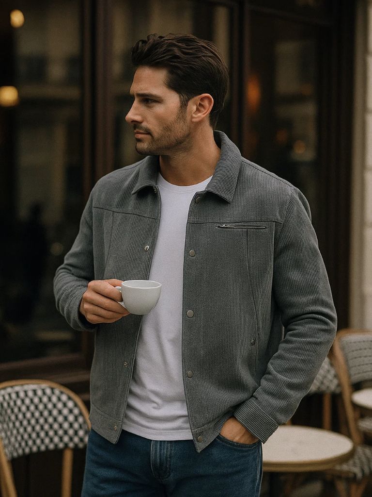 Minimalist Corduroy Sherpa Jacket for Men